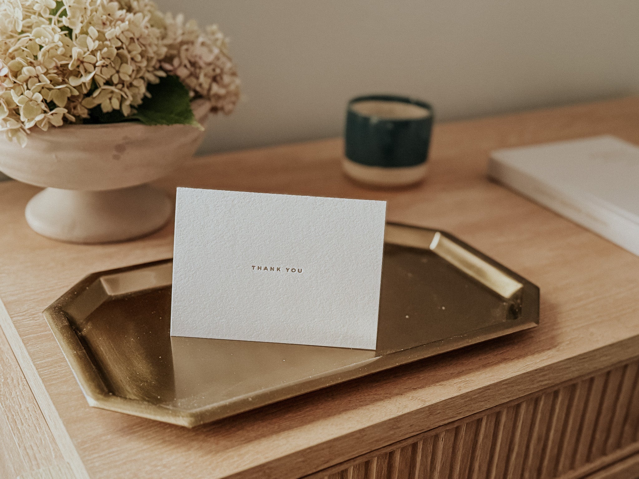 thank you card on desk