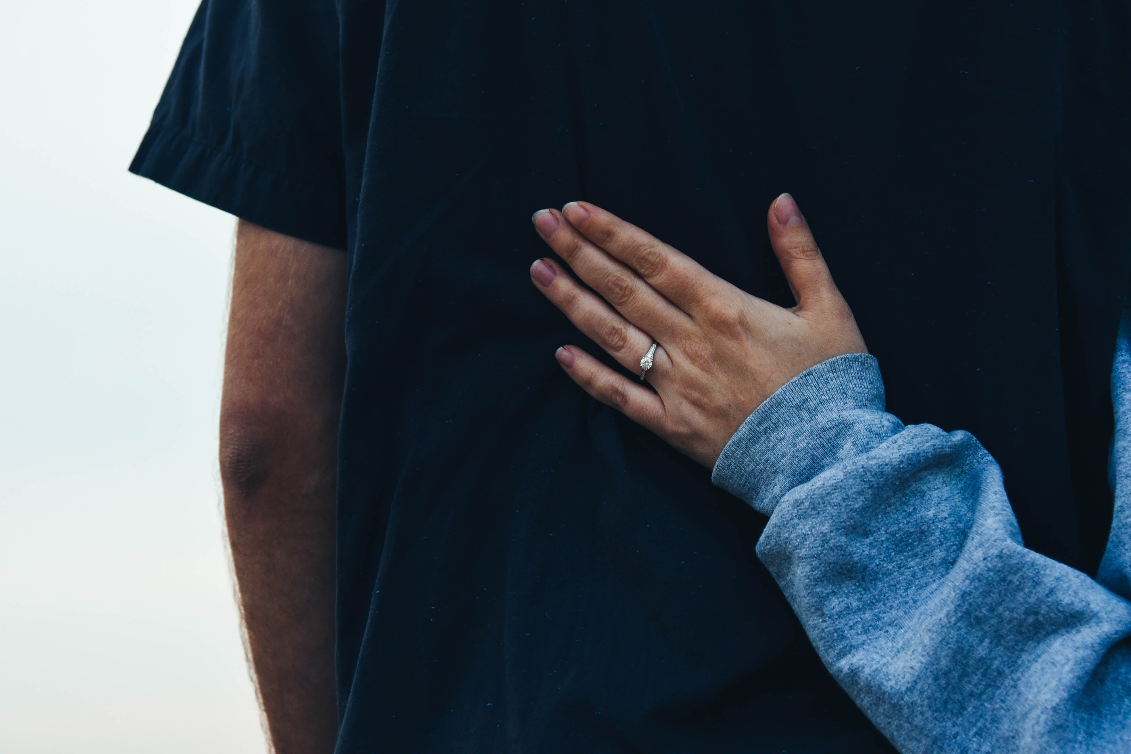 Women's hand with engagement ring