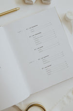 Load image into Gallery viewer, Open Marriage Journal with a table of contents on a light surface