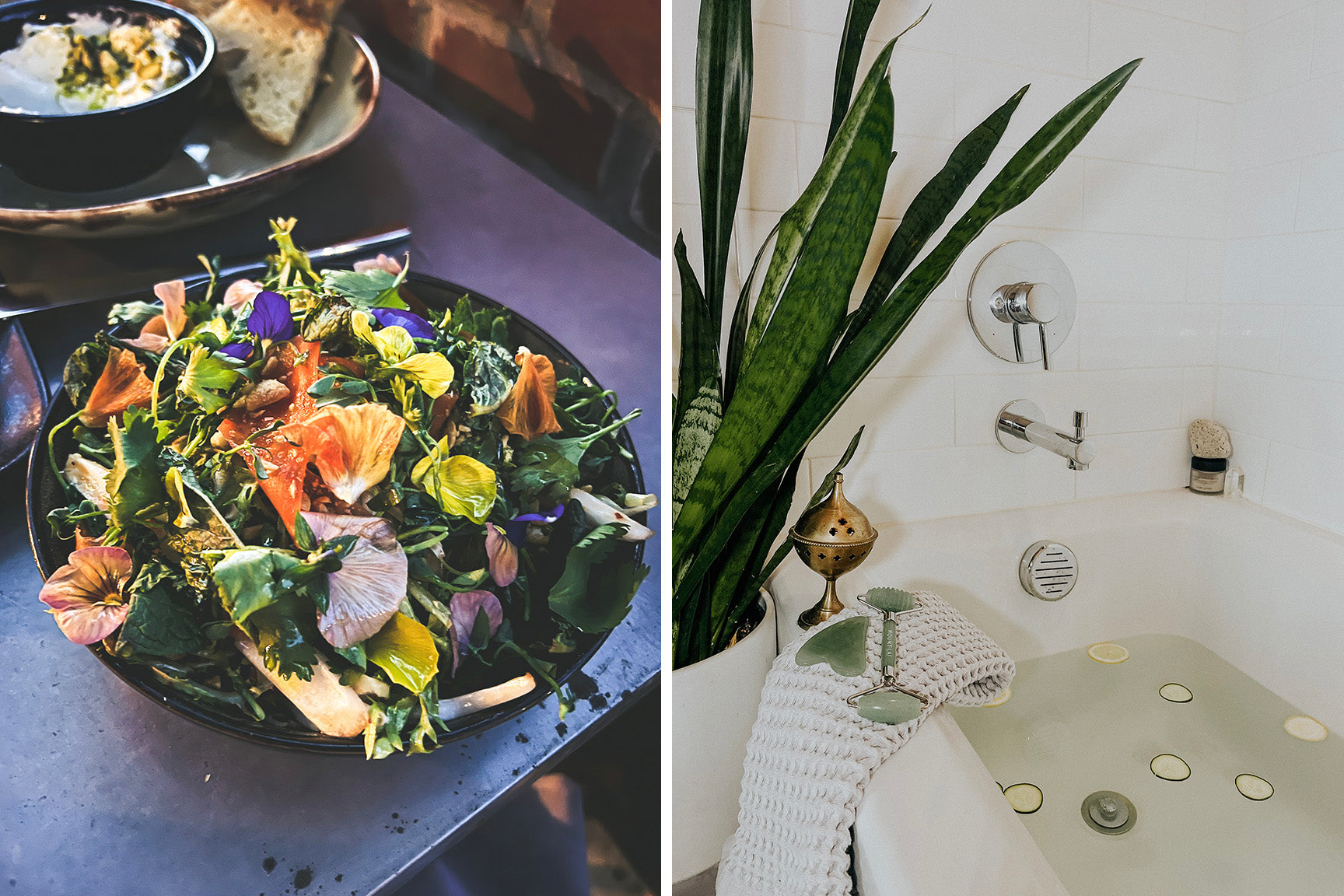 salad and bath self care