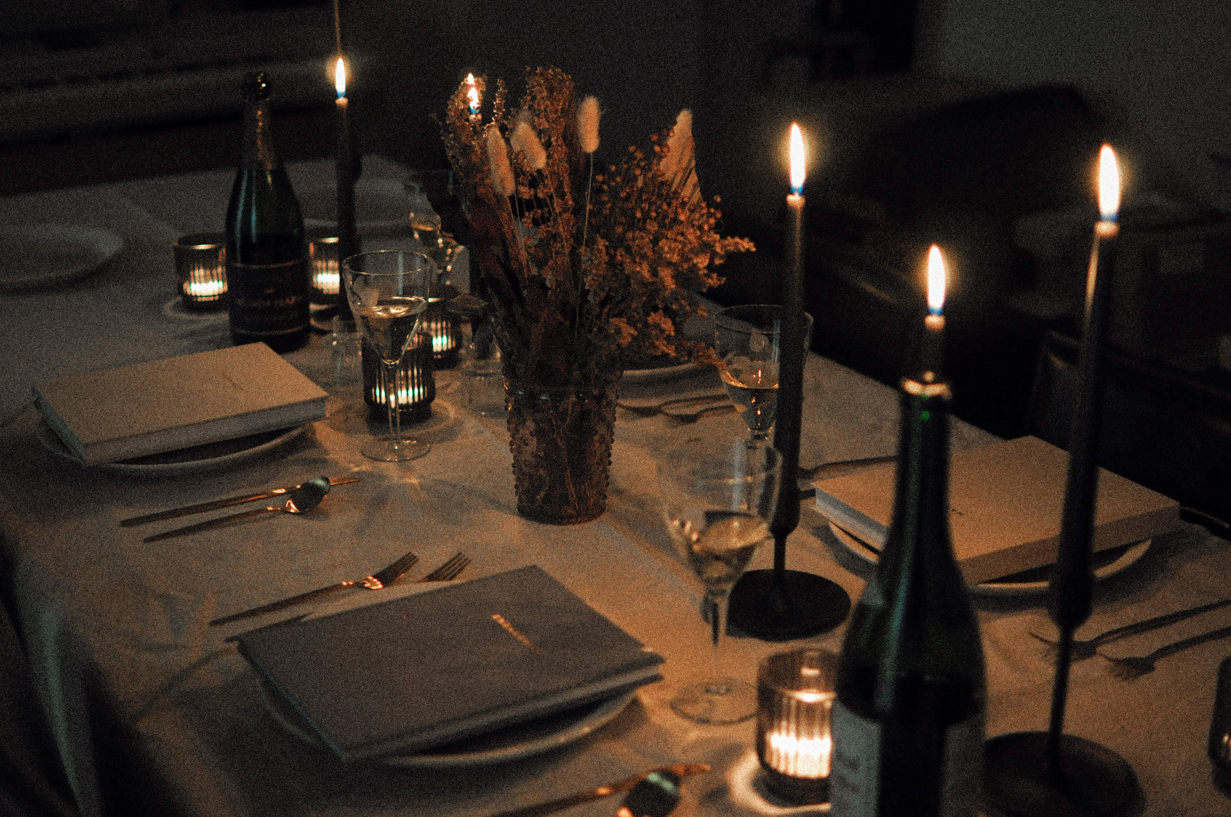 Dinner table with candles