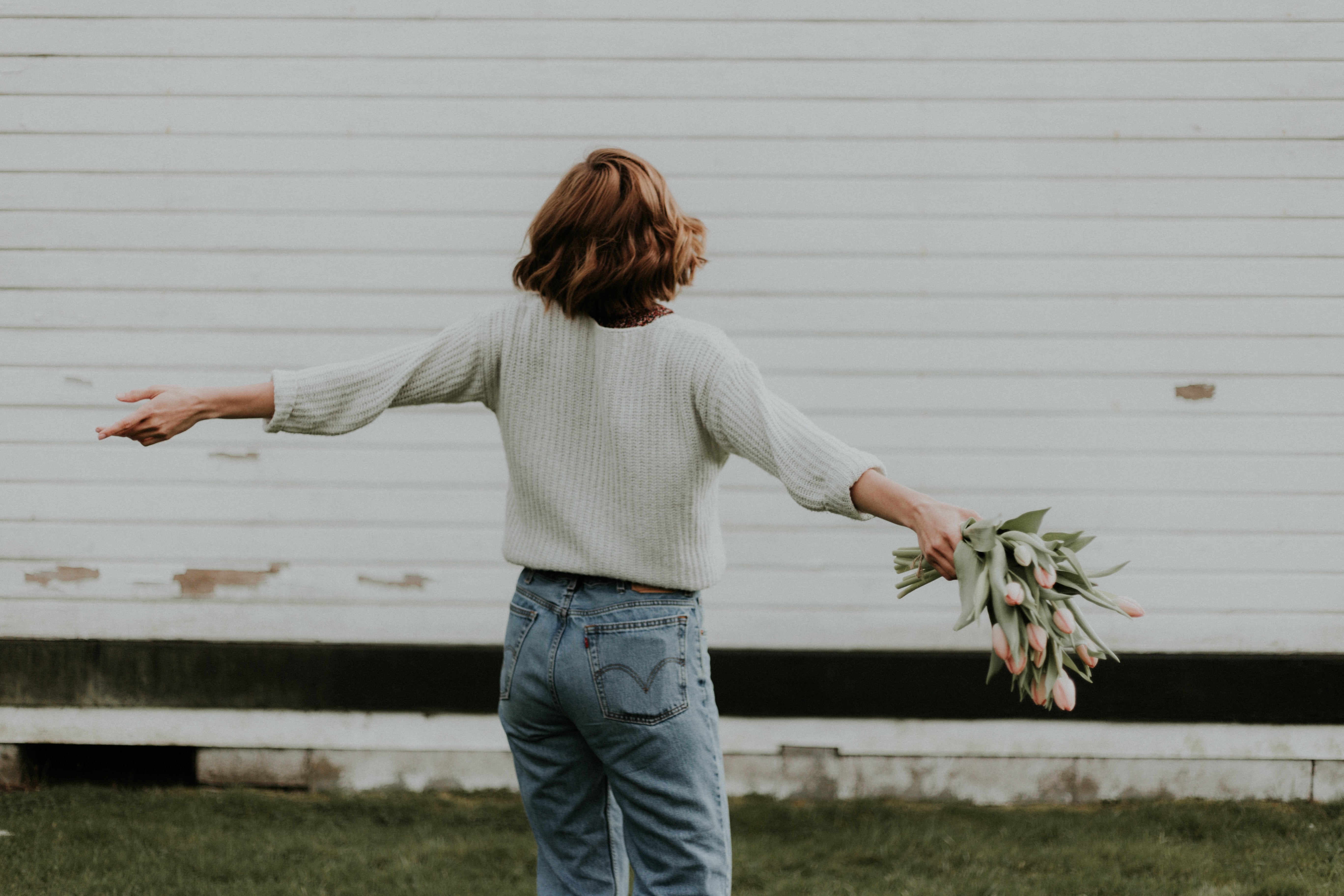Woman with flowers