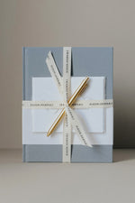 Load image into Gallery viewer, Engagement journal with ribbon, card, and gold pen

