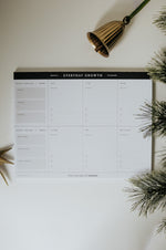 Load image into Gallery viewer, Everyday Growth Weekly Planner on white background with decorative elements
