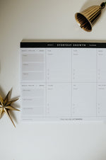 Load image into Gallery viewer, Crop of Everyday Growth Weekly Planner on white background with decorative elements
