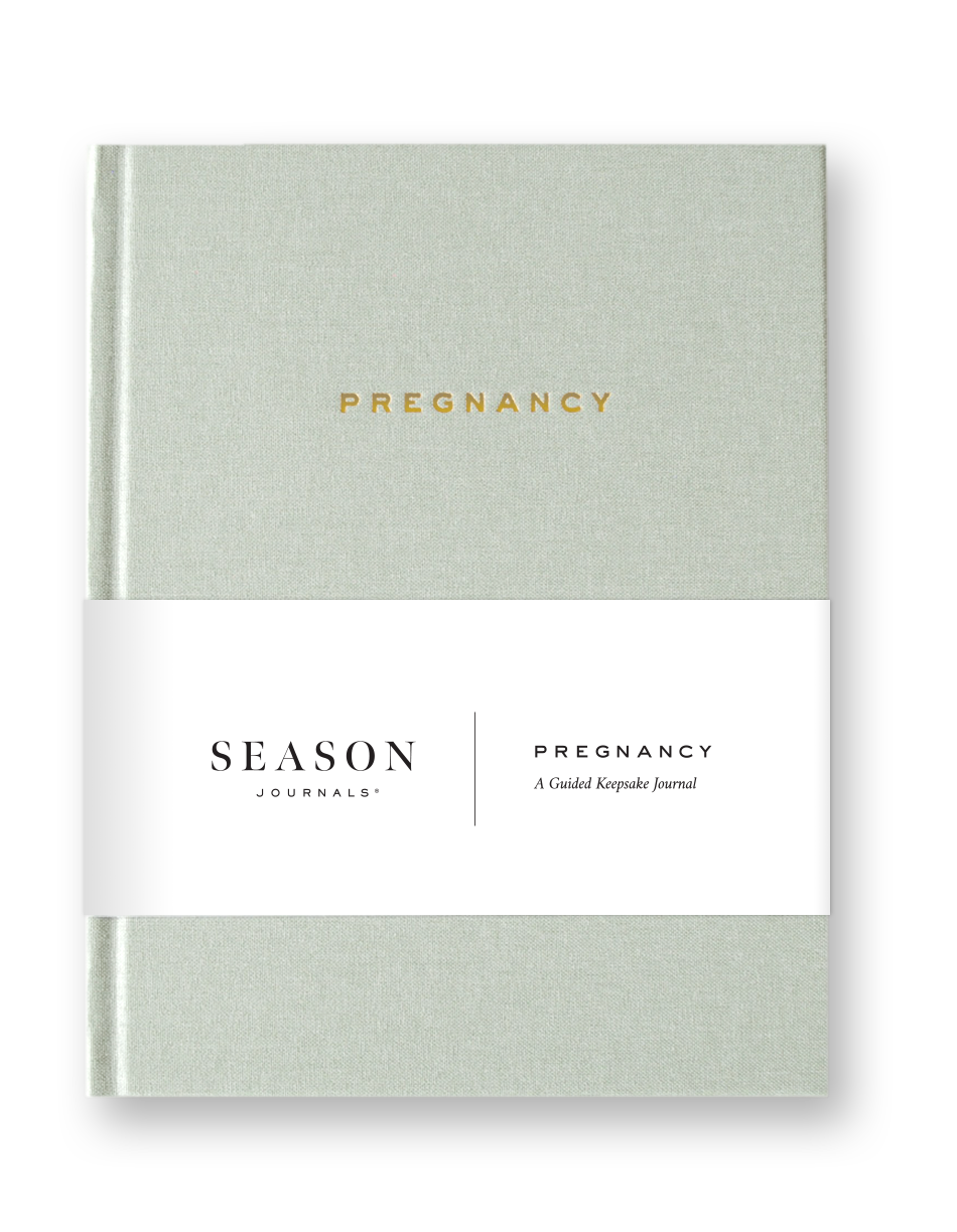 Pregnancy journal with a light green cover on a transparent background